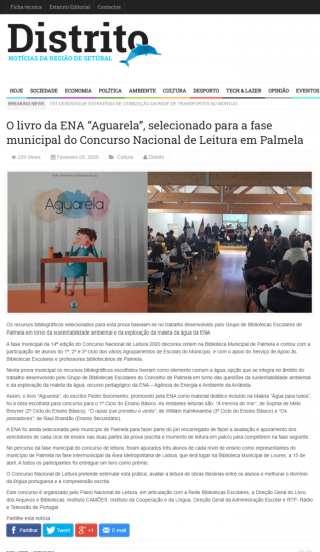 O livro da ENA Aguarela, selecionado para a fase municipal do Concurso Nacional de Leitura em Palmela