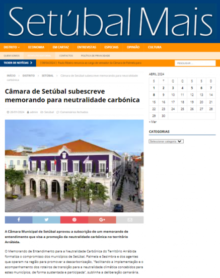 Câmara de Setúbal subscreve memorando para neutralidade carbónica